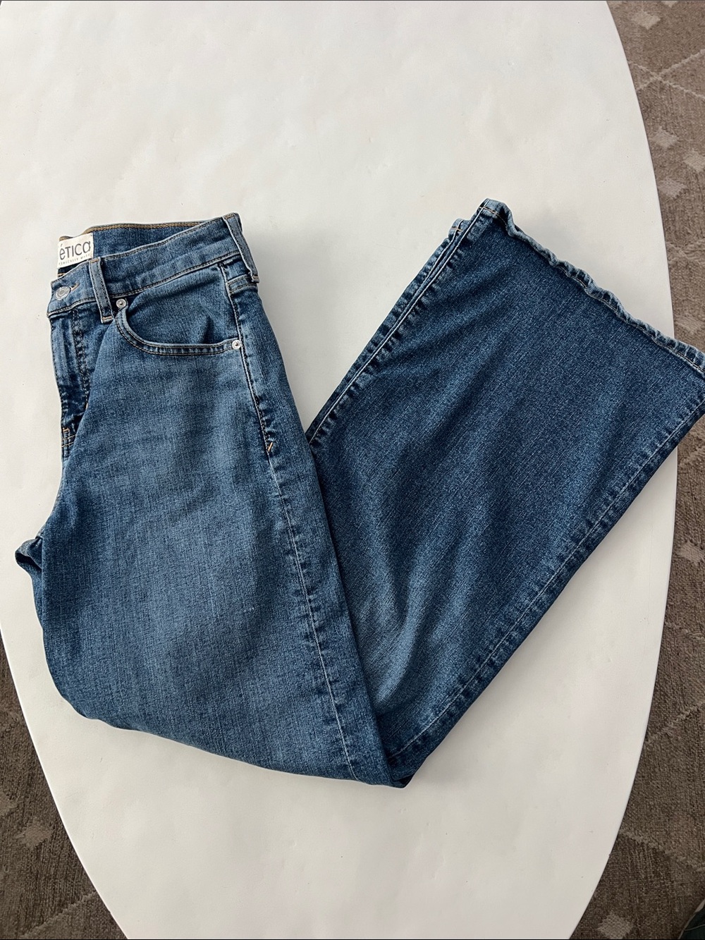 ETICA ROMI Mid Rise Wide Leg Denim Jeans Medium Wash 28 - Picture 5 of 9